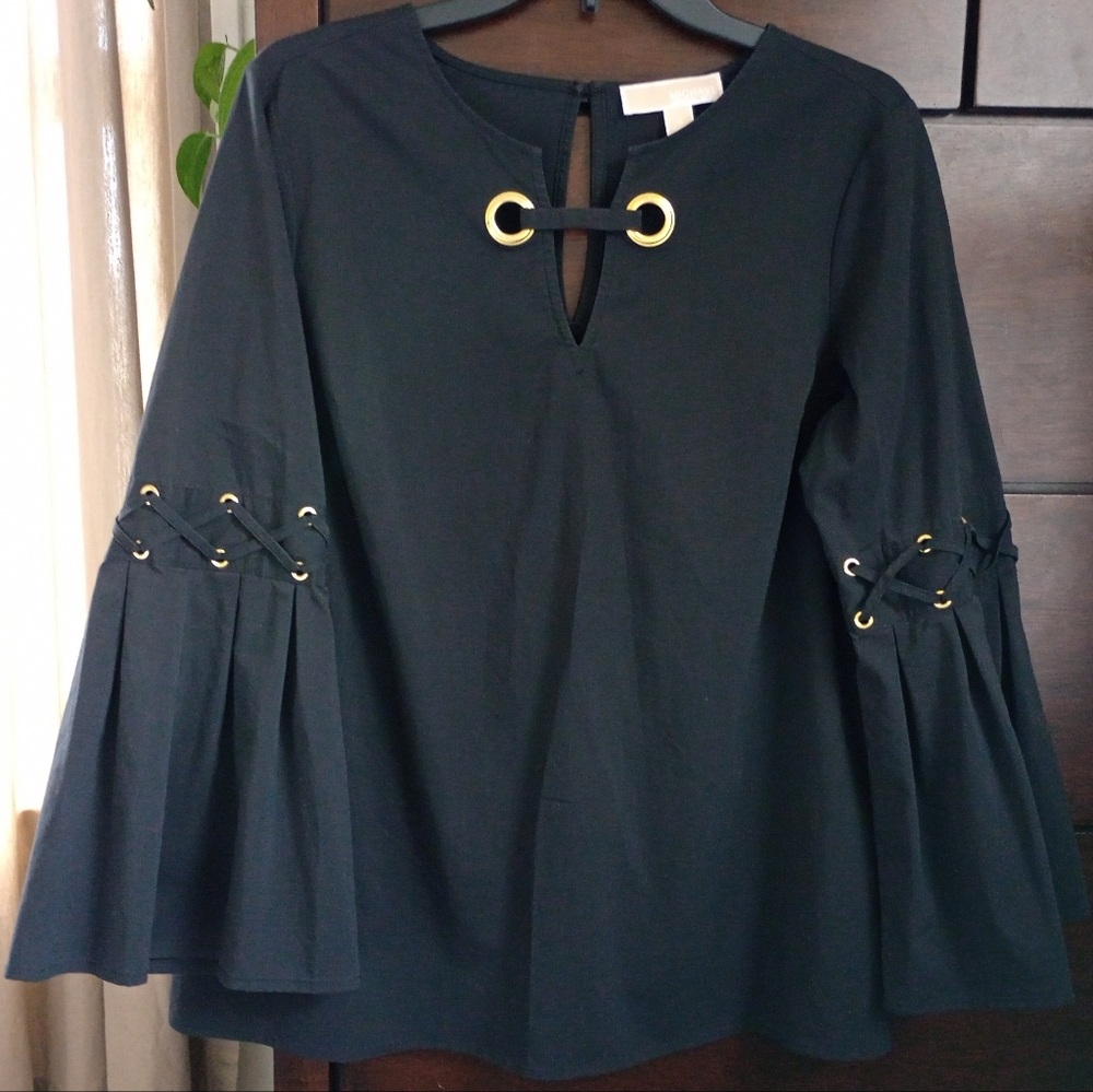 Michael Kors Bell Sleeve Top with Grommet Detail